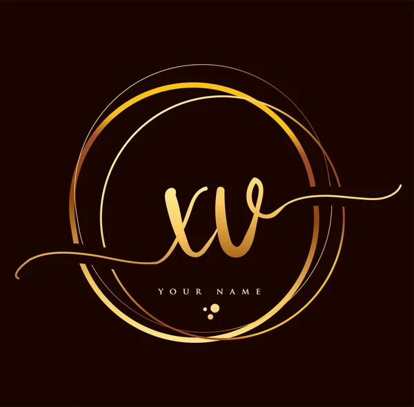 Iniziale Calligrafia Logo Color Oro Lettere Mano Iniziali Logo Branding — Vettoriale Stock