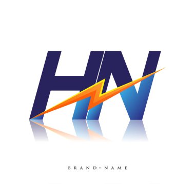 Letter HN logo with Lightning icon, letter combination Power Energy Logo design for Creative Power ideas, web, business and company.