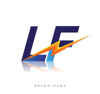 Letter LF logo with Lightning icon, letter combination Power Energy Logo design for Creative Power ideas, web, business and company.