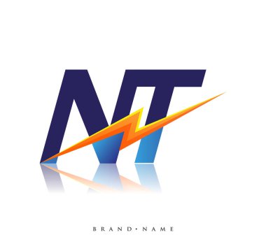 Letter NT logo with Lightning icon, letter combination Power Energy Logo design for Creative Power ideas, web, business and company.