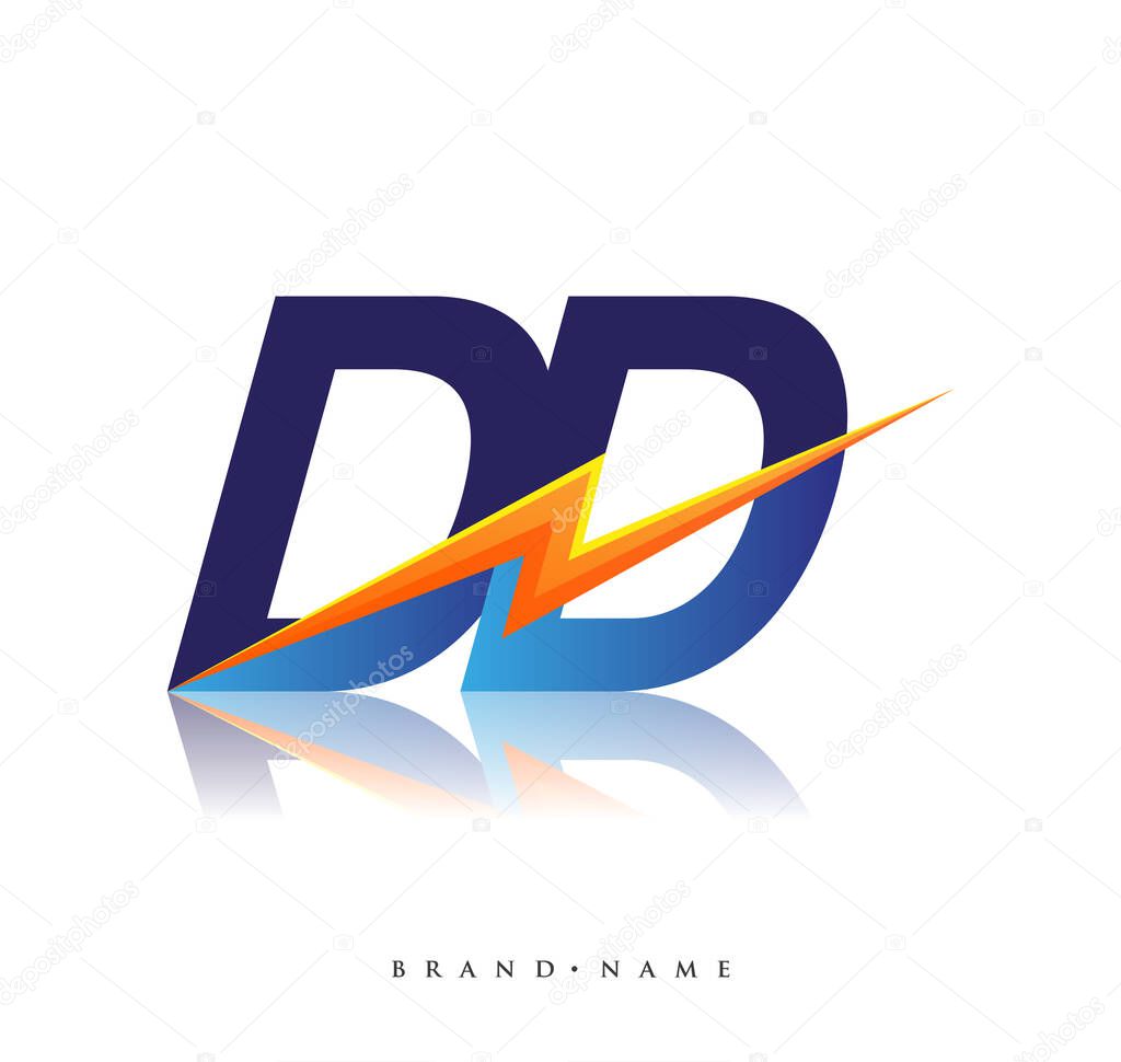 Letter DD logo with Lightning icon, letter combination Power Energy Logo design for Creative Power ideas, web, business and company.