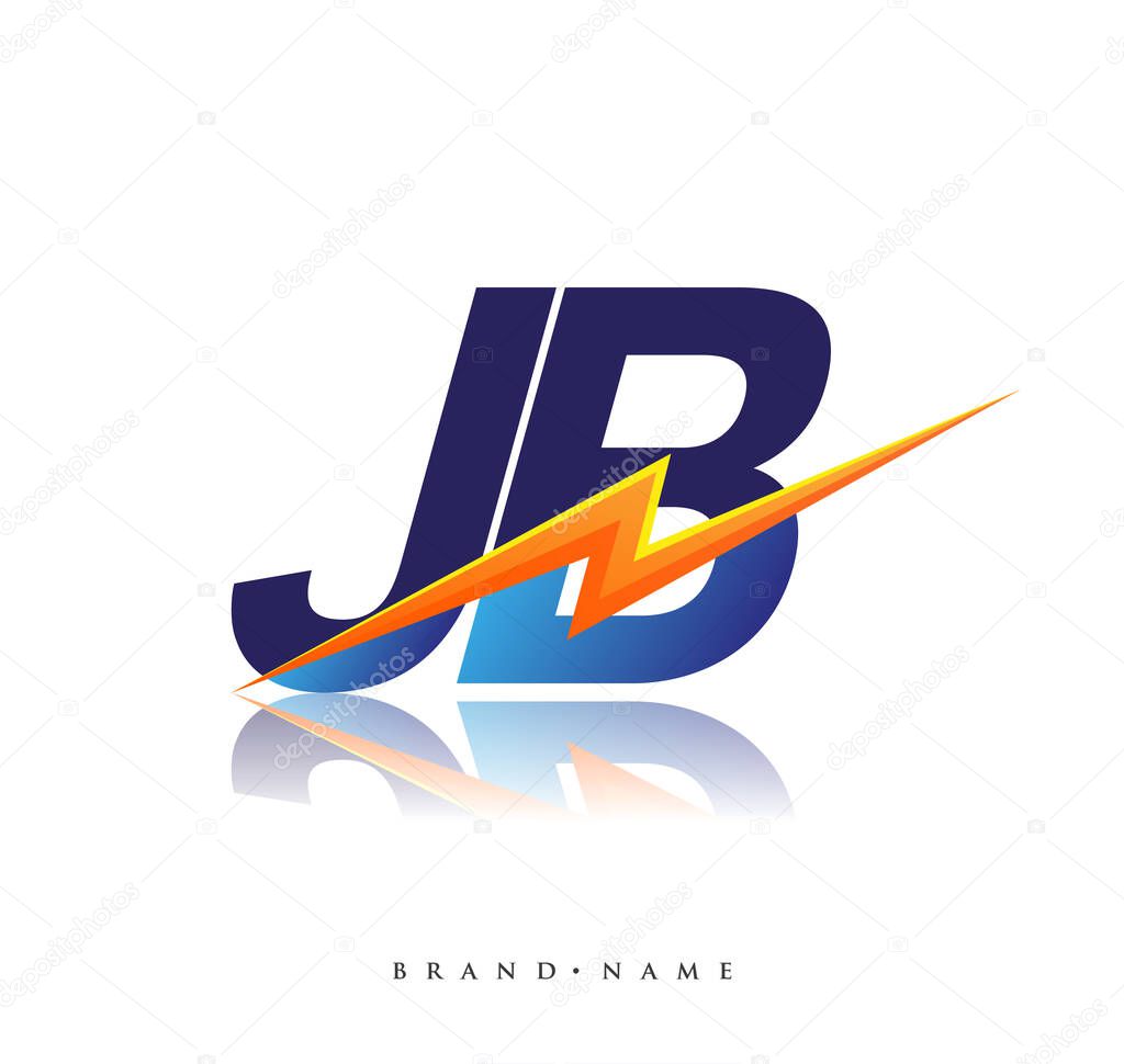 Letter JB logo with Lightning icon, letter combination Power Energy Logo design for Creative Power ideas, web, business and company.