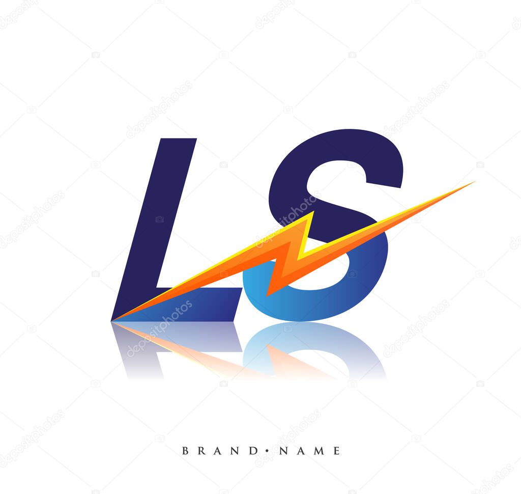 Letter LS logo with Lightning icon, letter combination Power Energy Logo design for Creative Power ideas, web, business and company.