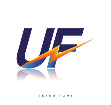 Letter UF logo with Lightning icon, letter combination Power Energy Logo design for Creative Power ideas, web, business and company.