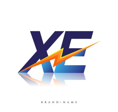 Letter XE logo with Lightning icon, letter combination Power Energy Logo design for Creative Power ideas, web, business and company.