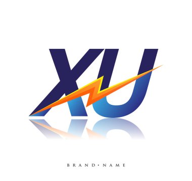 Letter XU logo with Lightning icon, letter combination Power Energy Logo design for Creative Power ideas, web, business and company.