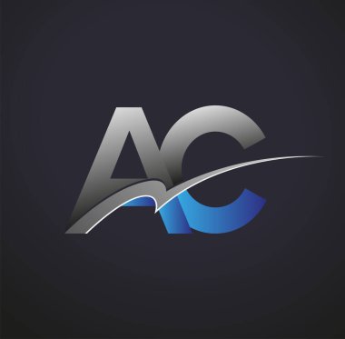 İlk harf AC logotype şirketinin adı mavi ve gri renkli desenli. iş ve şirket kimliği için vektör logosu.