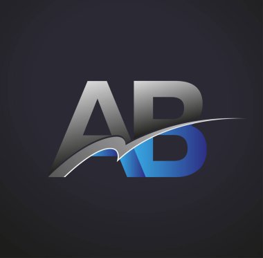 İlk harf AB logotype şirketinin adı mavi ve gri renkli. iş ve şirket kimliği için vektör logosu.