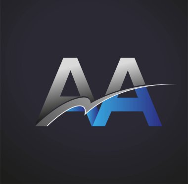 İlk harf AA logotype şirketi adı mavi ve gri renkli salto tasarımı. iş ve şirket kimliği için vektör logosu.