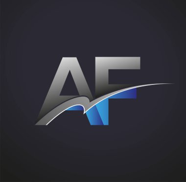 İlk harf AF logotype şirketinin adı mavi ve gri renkli desenli. iş ve şirket kimliği için vektör logosu.