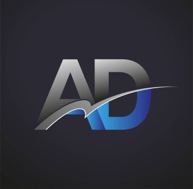 İlk harf AD logotype şirketinin adı mavi ve gri renkli. iş ve şirket kimliği için vektör logosu.