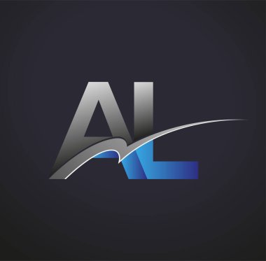 İlk harf AL logotype şirketinin adı mavi ve gri renkli. iş ve şirket kimliği için vektör logosu.