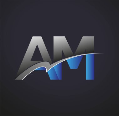 İlk harfi AM logotype şirketinin adı mavi ve gri salyangoz tasarımı. iş ve şirket kimliği için vektör logosu.