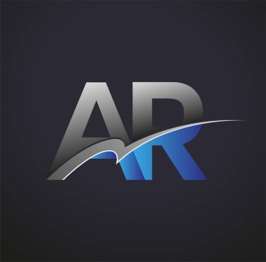 İlk harf AR logotype şirketi adı mavi ve gri renkli. iş ve şirket kimliği için vektör logosu.