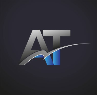 İlk harf AT logotype şirketinin adı mavi ve gri salyangoz tasarımı. iş ve şirket kimliği için vektör logosu.