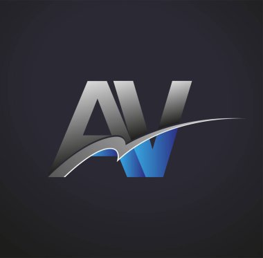 İlk harf AV logotype şirketinin adı mavi ve gri renkli desenli. iş ve şirket kimliği için vektör logosu.