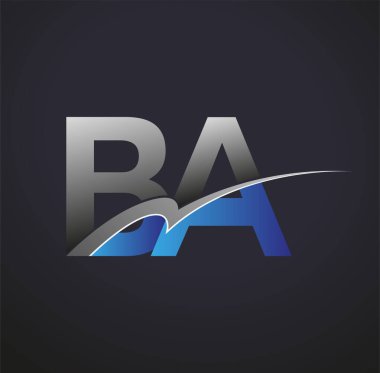 İlk harf BA logotype şirketinin adı mavi ve gri renkli. iş ve şirket kimliği için vektör logosu.