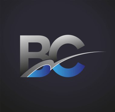 İlk harfi BC logotype şirketinin adı mavi ve gri salyangoz tasarımı. iş ve şirket kimliği için vektör logosu.