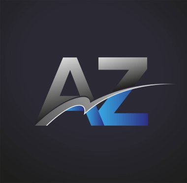 İlk harf AZ logotype şirketinin adı mavi ve gri renkli desenli. iş ve şirket kimliği için vektör logosu.