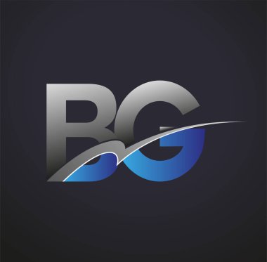 İlk harf BG logotype şirketinin adı mavi ve gri renkte. iş ve şirket kimliği için vektör logosu.