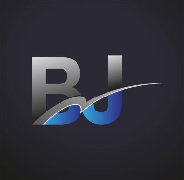 İlk harf BJ logotype şirketinin adı mavi ve gri desenli. iş ve şirket kimliği için vektör logosu.