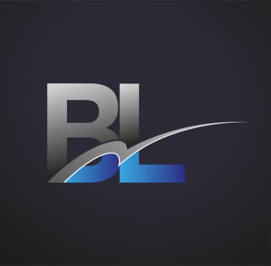 İlk harf BL logotype şirket adı mavi ve gri renkli swoosh tasarımı. iş ve şirket kimliği için vektör logosu.