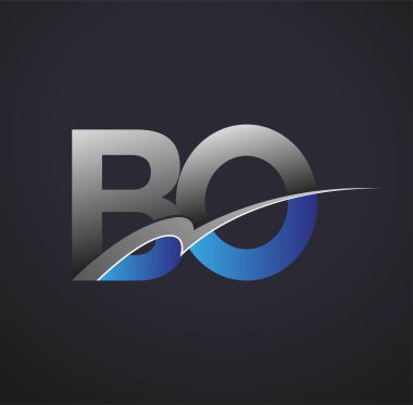 İlk harf BO logotype şirketinin adı mavi ve gri renkte. iş ve şirket kimliği için vektör logosu.