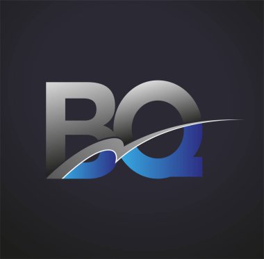 İlk harfi BQ logotype şirketinin adı mavi ve gri renkli desenli. iş ve şirket kimliği için vektör logosu.