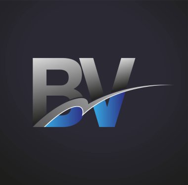 İlk harf BV logotype şirketi adı mavi ve gri renkli. iş ve şirket kimliği için vektör logosu.