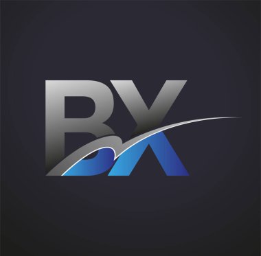İlk harf BX logotype şirketinin adı mavi ve gri renkte. iş ve şirket kimliği için vektör logosu.