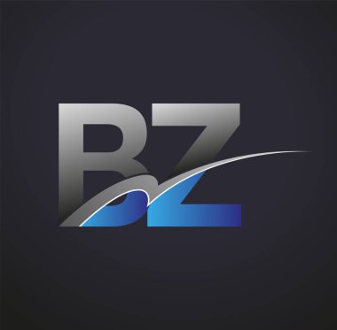 İlk harf BZ logotype şirketinin adı mavi ve gri desenli. iş ve şirket kimliği için vektör logosu.