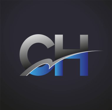 İlk harf CH logotype şirket adı mavi ve gri renkli salto tasarımı. iş ve şirket kimliği için vektör logosu.