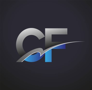 İlk harf CF logotype şirketinin adı mavi ve gri renkte. iş ve şirket kimliği için vektör logosu.