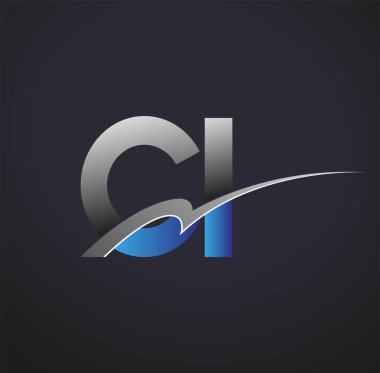 İlk harf CI logotype şirketinin adı mavi ve gri renkli desenli. iş ve şirket kimliği için vektör logosu.