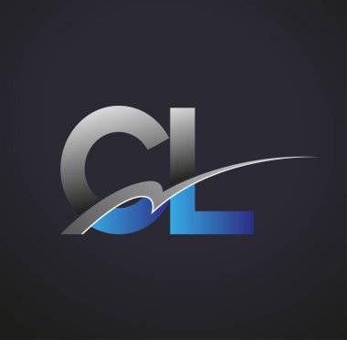 İlk harf CL logotype şirketinin adı mavi ve gri renkte. iş ve şirket kimliği için vektör logosu.