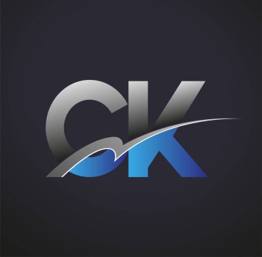 CK logotype şirketinin ilk harfi mavi ve gri renkli desenli. iş ve şirket kimliği için vektör logosu.