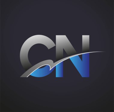 İlk harf CN logotype şirketinin adı mavi ve gri renkte. iş ve şirket kimliği için vektör logosu.