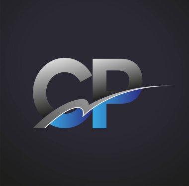 İlk harf CP logotype şirketinin adı mavi ve gri renkte. iş ve şirket kimliği için vektör logosu.