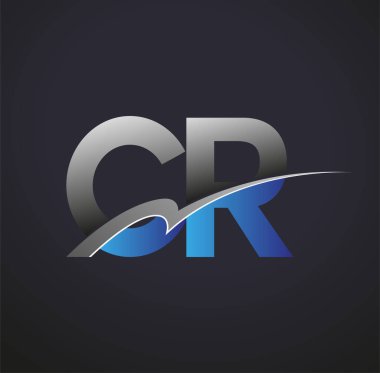 İlk harf CR logotype şirketi adı mavi ve gri renkli. iş ve şirket kimliği için vektör logosu.