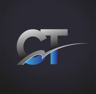 İlk harf CT logotype şirketi adı mavi ve gri renkli salto tasarımı. iş ve şirket kimliği için vektör logosu.