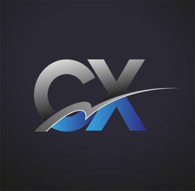 İlk harf CX logotype şirketinin adı mavi ve gri renkli desenli. iş ve şirket kimliği için vektör logosu.