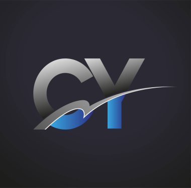 İlk harf CY logotype şirketinin adı mavi ve gri renkli desenli. iş ve şirket kimliği için vektör logosu.