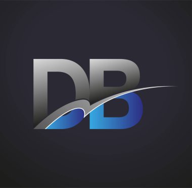 İlk harf DB logotype şirketi adı mavi ve gri renkli. iş ve şirket kimliği için vektör logosu.