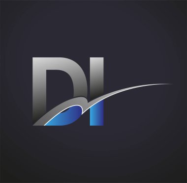 İlk harf DI logotype şirketinin adı mavi ve gri renkli desenli. iş ve şirket kimliği için vektör logosu.