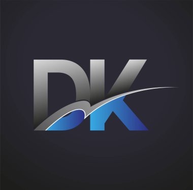 İlk harf DK logotype şirketi adı mavi ve gri renkli. iş ve şirket kimliği için vektör logosu.