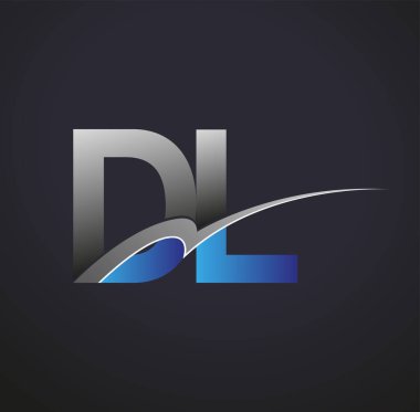 İlk harf DL logotype şirket adı mavi ve gri renkli swoosh tasarımı. iş ve şirket kimliği için vektör logosu.