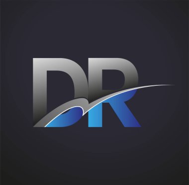 İlk harf DR logotype şirketi adı mavi ve gri renkli. iş ve şirket kimliği için vektör logosu.