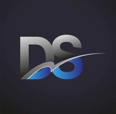 İlk harf DS logotype şirketinin adı mavi ve gri desenli. iş ve şirket kimliği için vektör logosu.