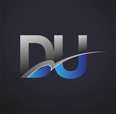 İlk harfi DU logotype şirketi adı mavi ve gri renkli. iş ve şirket kimliği için vektör logosu.