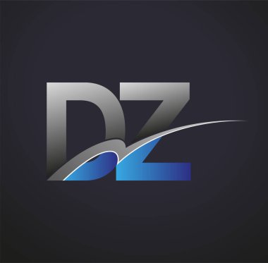 İlk harf DZ logotype şirket adı mavi ve gri renkli swoosh tasarımı. iş ve şirket kimliği için vektör logosu.